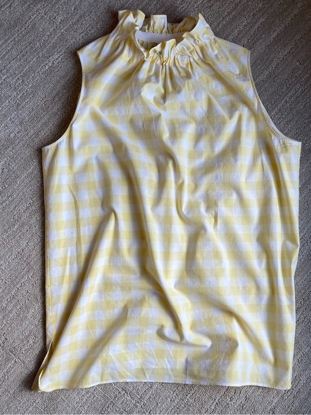 Lafayette 148 New York Yellow and White Gingham Sleeveless Blouse